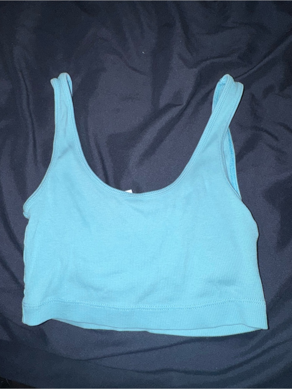 Women’s Light Blue Ribbed Tank Crop Top